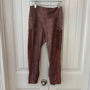 Fabletics Brown Black and Pink Leopard Print Leggings